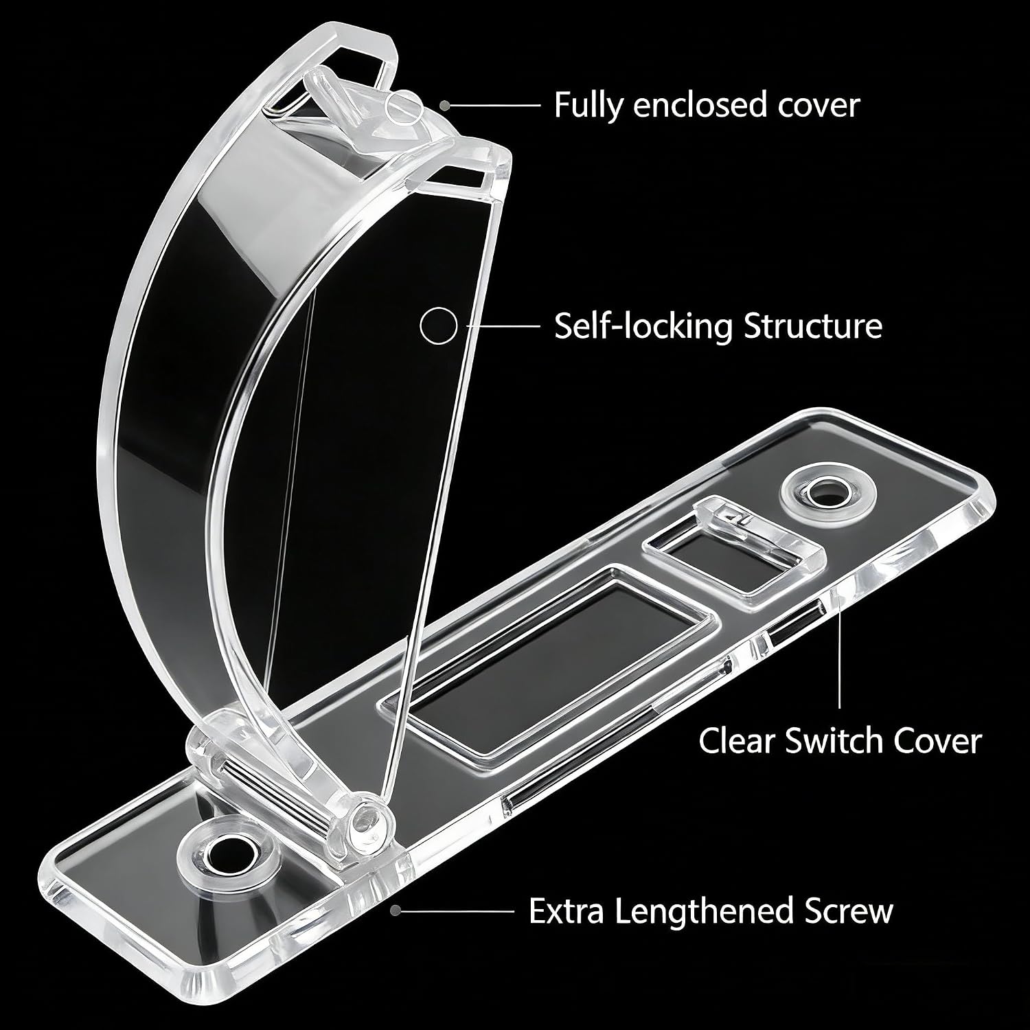 ZEFTV 2 Pack Toggle Light Switch Cover Guard Child Proof Wall Light Switch Lock Protects Your Lights from being Accidentally Turned On or Off by Children and Adults, Clear