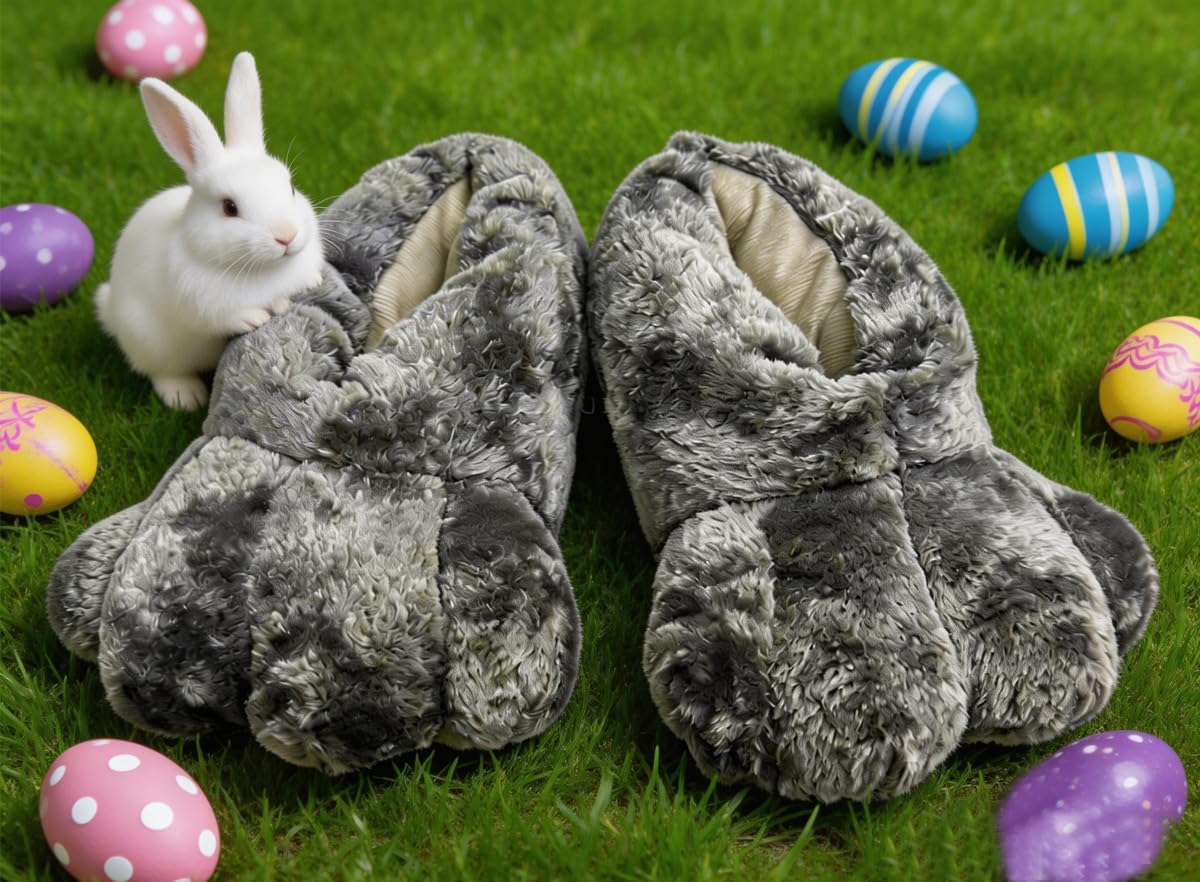 Bunny Feet Slippers for Women Men, Costume Footwear, Rabbits Shoes for Easter Halloween Cosplay