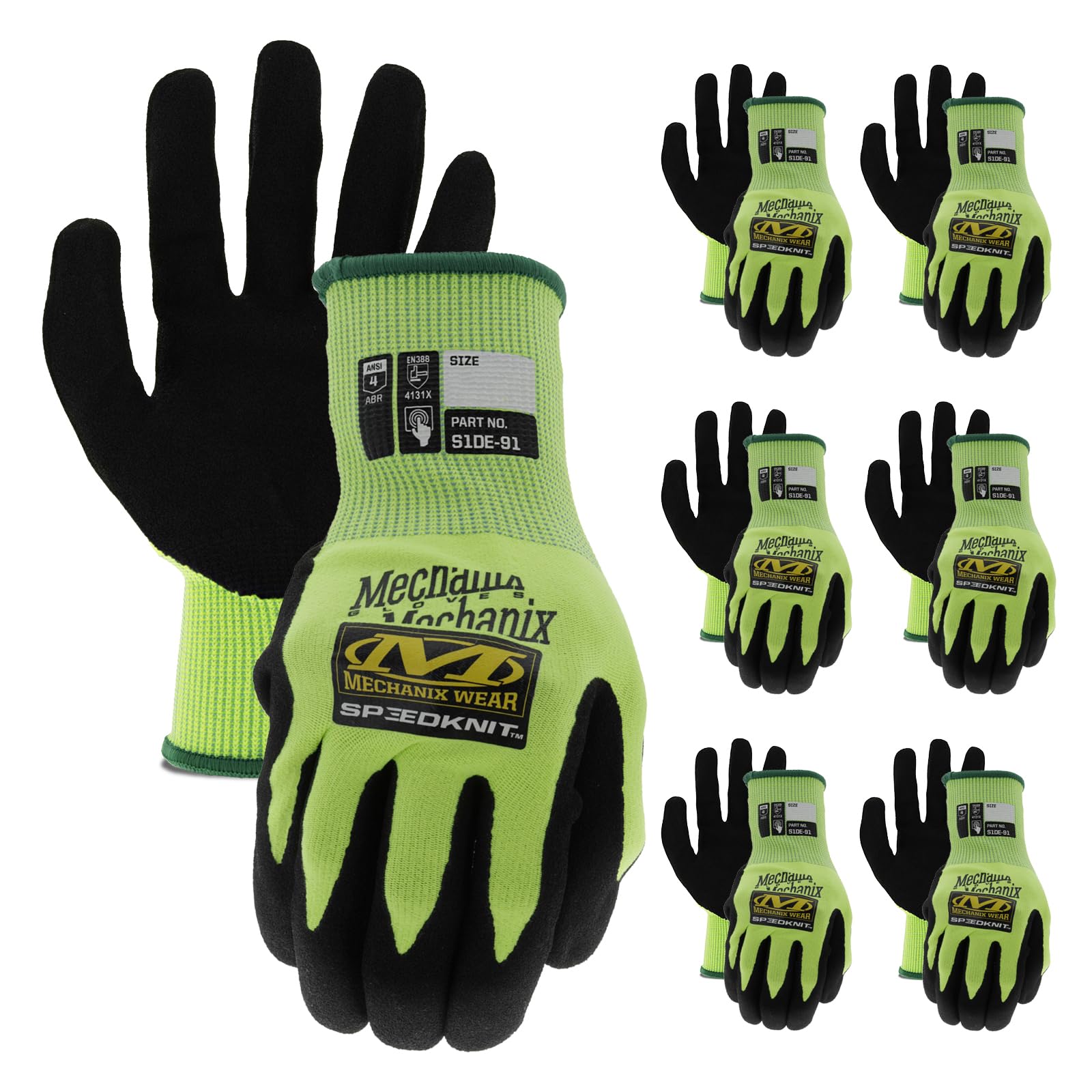 Mechanix Wear Hi-Viz SpeedKnit Utility Work Gloves - High-Visibility Coated-Knit Work Gloves - Abrasion Resistant - Oil-Resistant Micro Foam Grip -