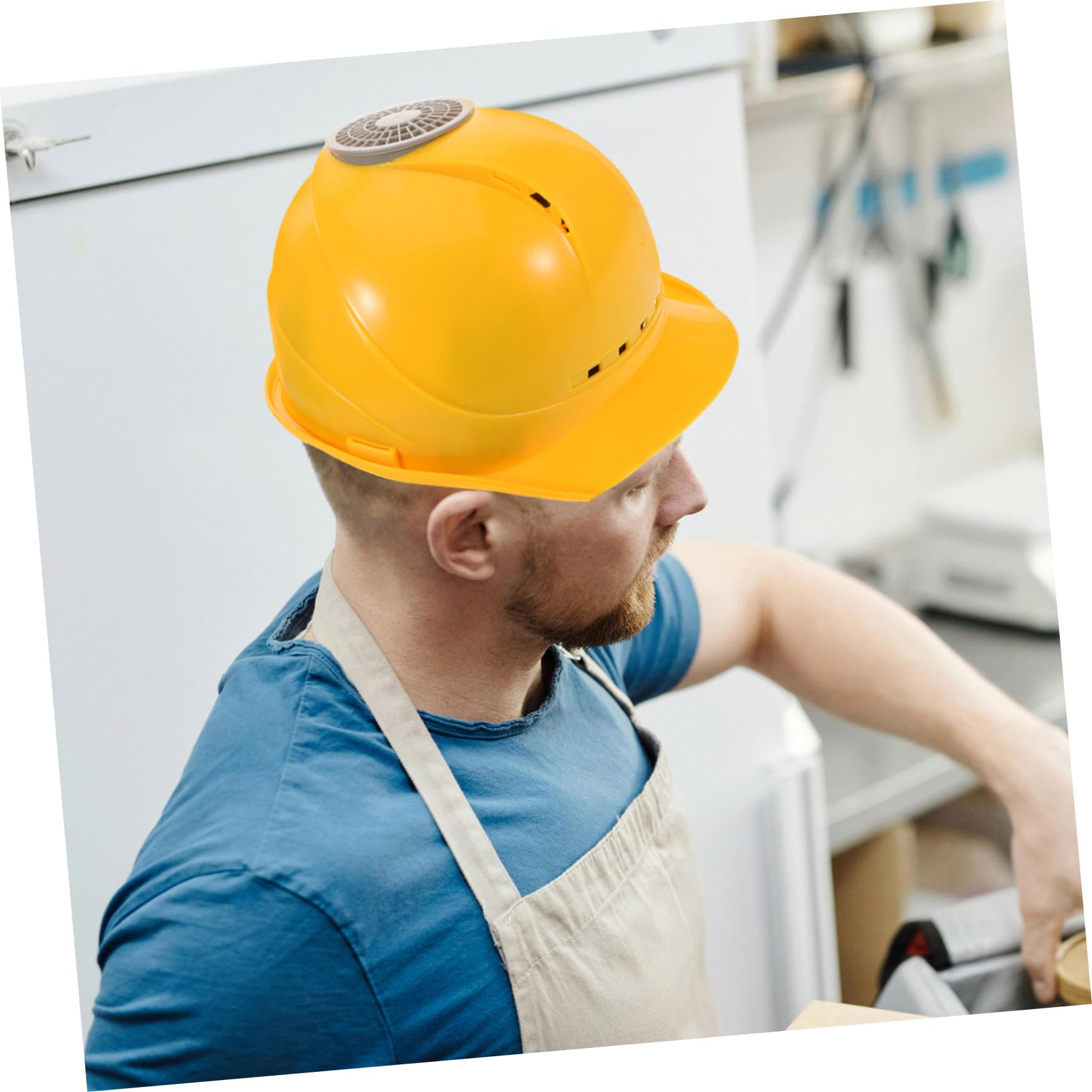 Gatuida Capuche avec Fan Casque de Travail pour la Construction Casque de Ventilateur Casque de Construction Casque de sécurité pour Les Fans Chapeau de Chantier Acier Inoxydable Jaune