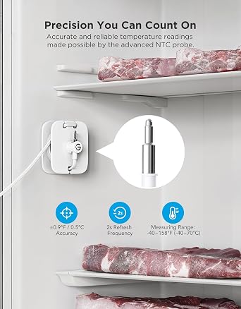 GoveeLife WiFi Refrigerator Thermometer with Alarm, Wireless Digital Freezer Temperature Gauge with App Control