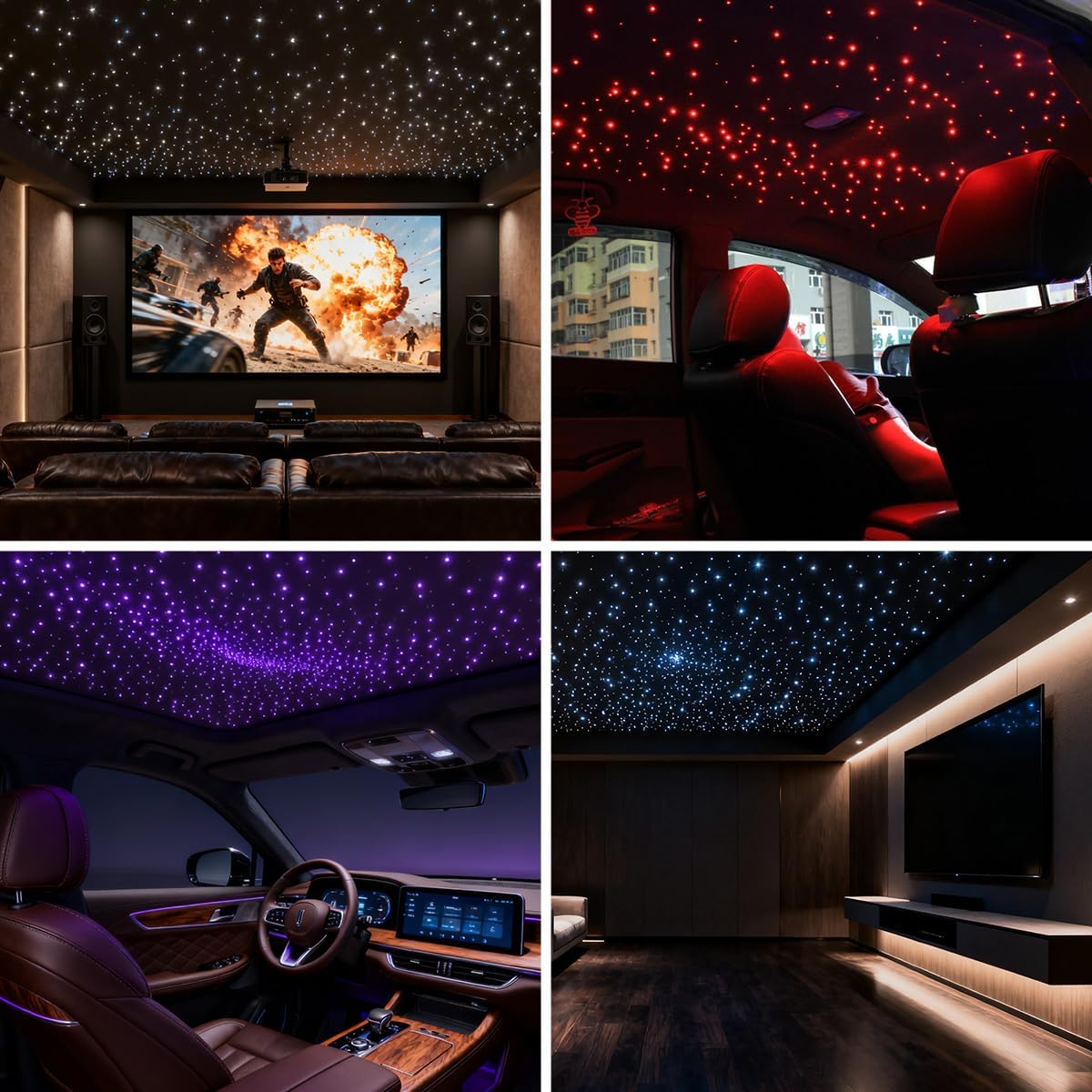 Small Size 16W Twinkle RGBW APP Fiber Optic Lights, Music Activated 550pcs*0.03in(9.8ft/3m) Optical Fiber Star Ceiling Light Kit for Car Truck Headliner Star/Home
