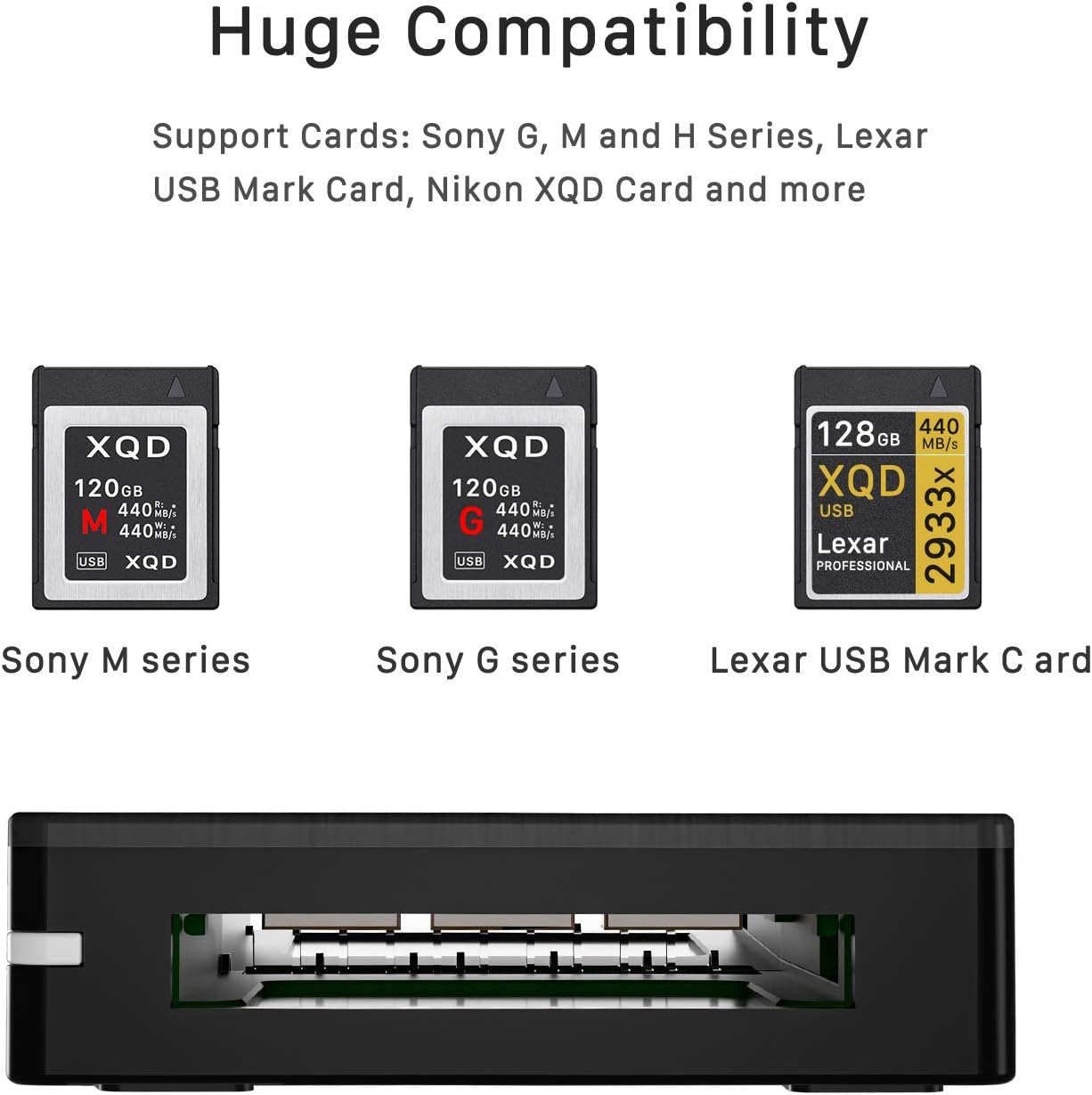 XQD Card Reader Adapter, BYEASY Aluminum USB 3.0 XQD Memory Card Reader/Writer via USB 3.1 and USB C Ports with Braided Cable for Sony G/M Series, Nikon, Lexar Professional XQD Card