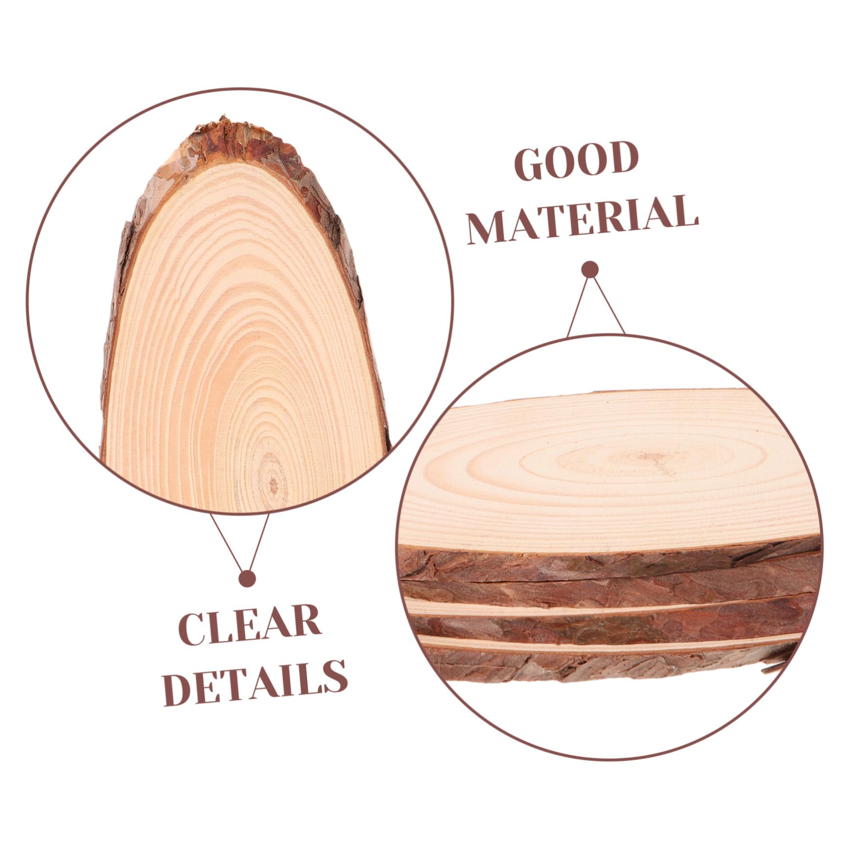 WOONEKY 4 Stücke Ovale Naturholzscheiben mit Rinde Robuste Unbehandelte Holzstücke für Brennkunst DIY Deko Rustikale Hochzeitstafeln Tischuntersetzer Kreative Bastelholzplatten