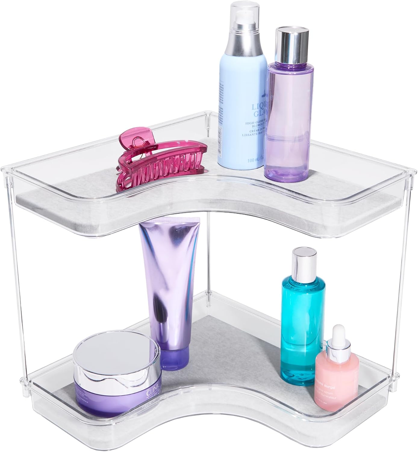 madesmart Drying Stone Two Level Corner Shelf, Clear