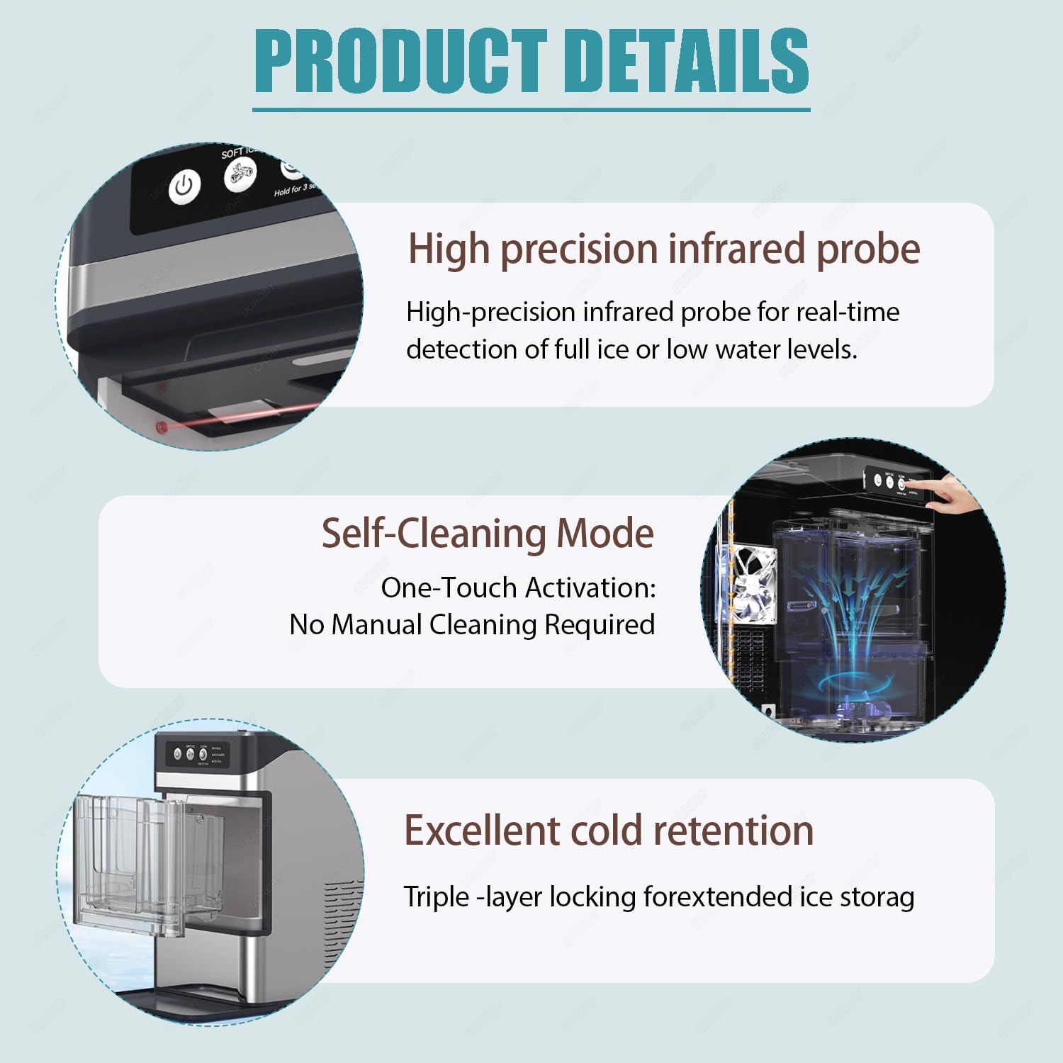 Nugget Ice Maker Countertop, Chewable Ice Maker, Self-Cleaning Portable Ice Maker Built-in Water Reservoir for countertops in Kitchens, Offices, Bars, or Small cafes WithWaterTank on Fridge.com