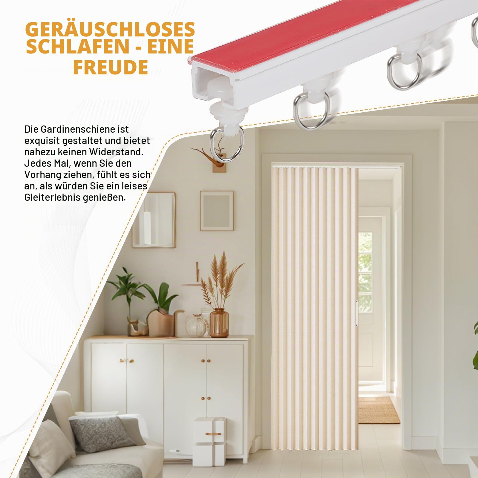 100% Blickdichter Türvorhang, Magnetischer Türvorhang mit Verdunkelung, Klebemontage ohne Bohren, inkl. Klebeschiene, Faltbarer, für Schlafzimmer, Wohnzimmer, Kleiderschrank, 120x200cm (Beige)