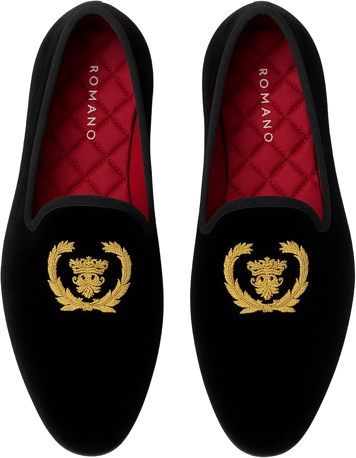 Boys Velvet Gold Crest Loafer Slip On Shoes Wedding Prom Party Formal Footwear