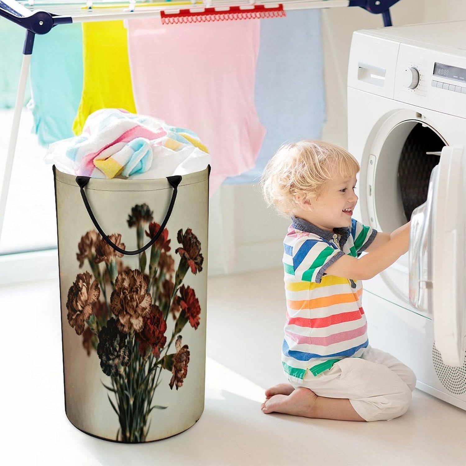 Dirty Clothes Basket Extra Large 110l Open Top Laundry Hamper With Portable Carry Handles, Foldable Waterproof Clothes Basket Spacious Laundry Bag For Bedroom Bathroom Laundry Room Dorm