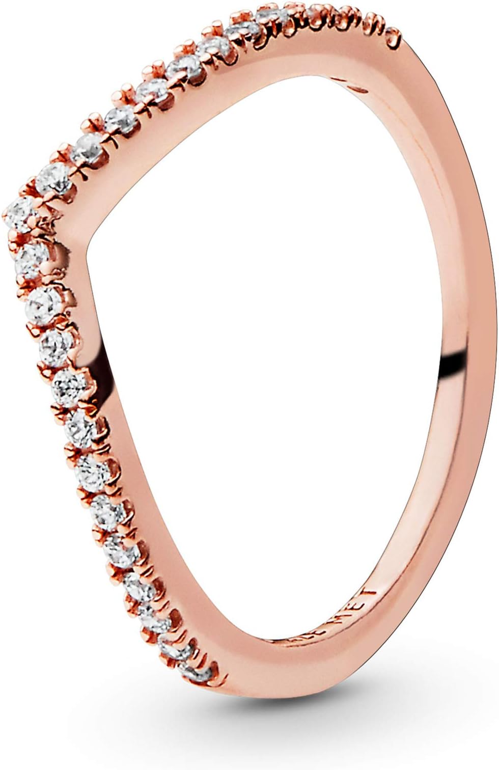 Jewelry Sparkling Wishbone Cubic Zirconia Ring in Pandora Rose