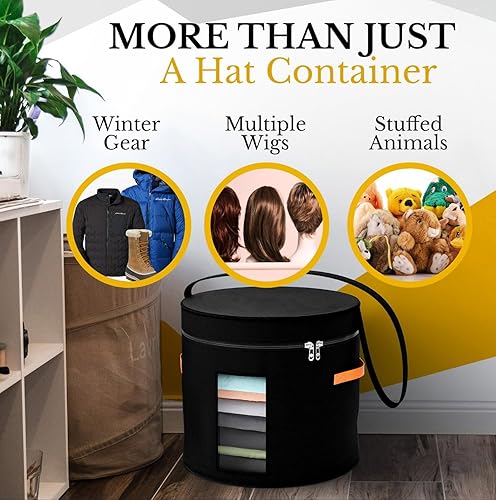 Miniatura 7 de Caja de almacenamiento para sombreros redondos  19 x 17 pulgadas  Caja de sombrero de vaquero con ventana transparente  Estuche de transporte de