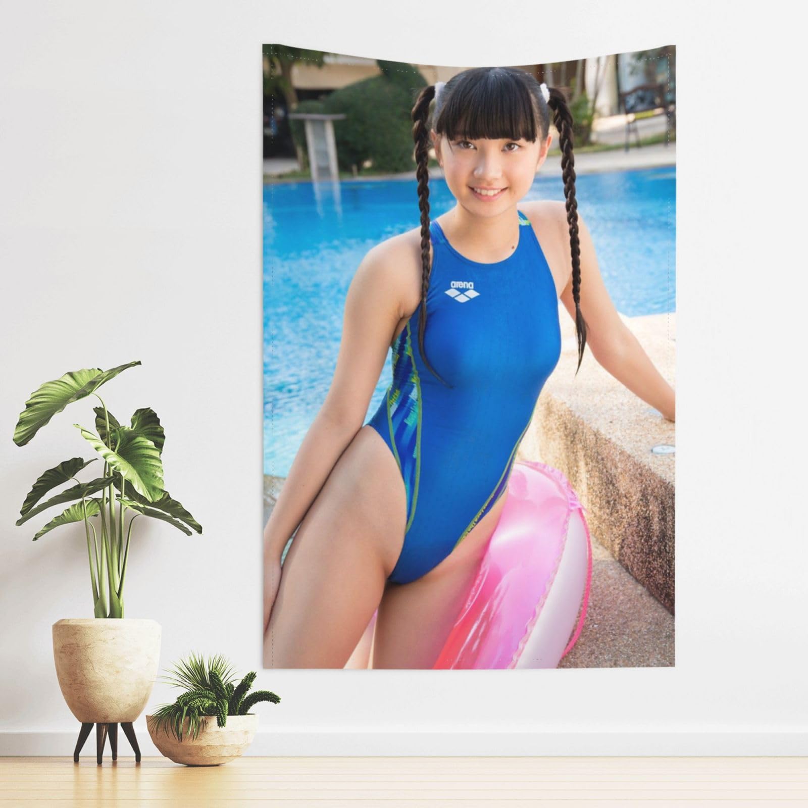 黒宮れいすじ画像 黒宮れい(034)魅惑のビーチ美人タペストリー - 突き刺さる エレガントなビキニアートプリント、インテリア用