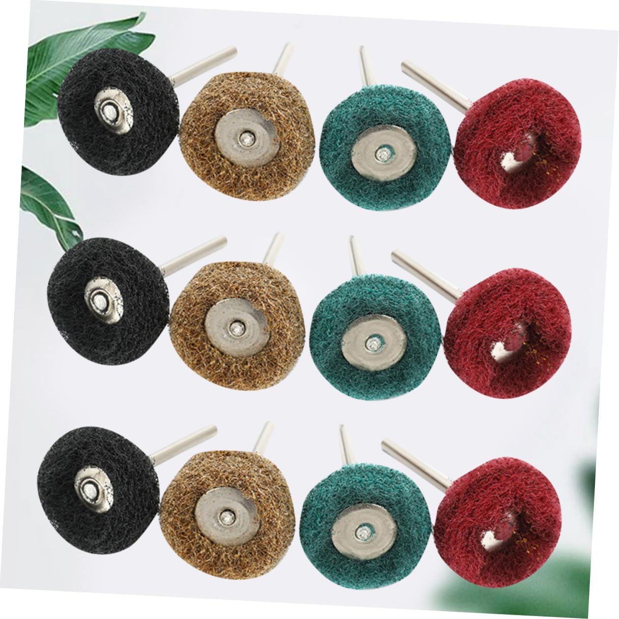 NUOBESTY 80pcs Nylon Fiber Polishing Wheel Set with Handle for Drill Rotary Tool Abrasive Buffing Wheels in Red Yellow Green Black Efficient Rust Deburring and Surface Polishing Kit