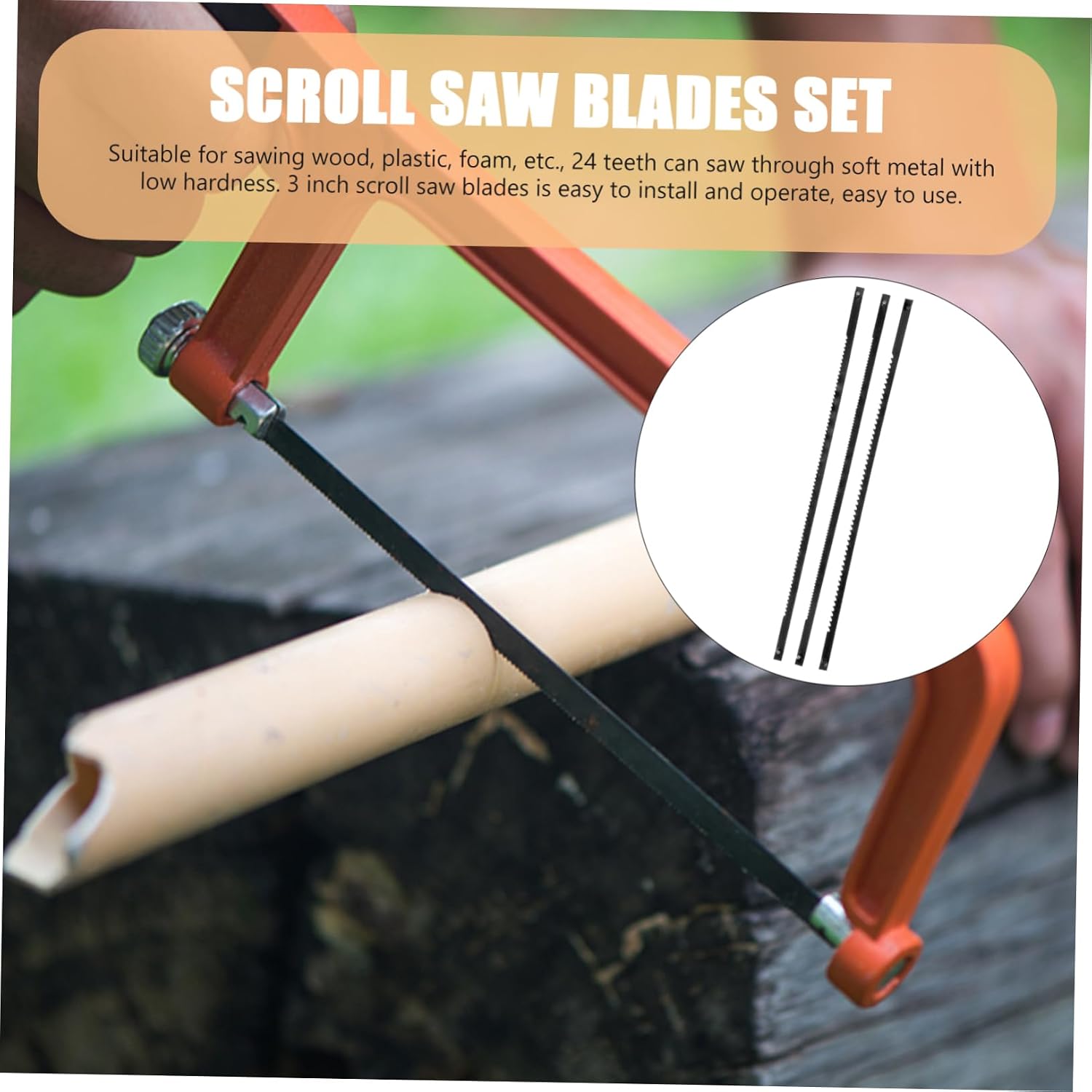 Vaguelly 36pcs Scroll Saw Blades Assorted Pin End Saw Blade Metal Cutting Replacement