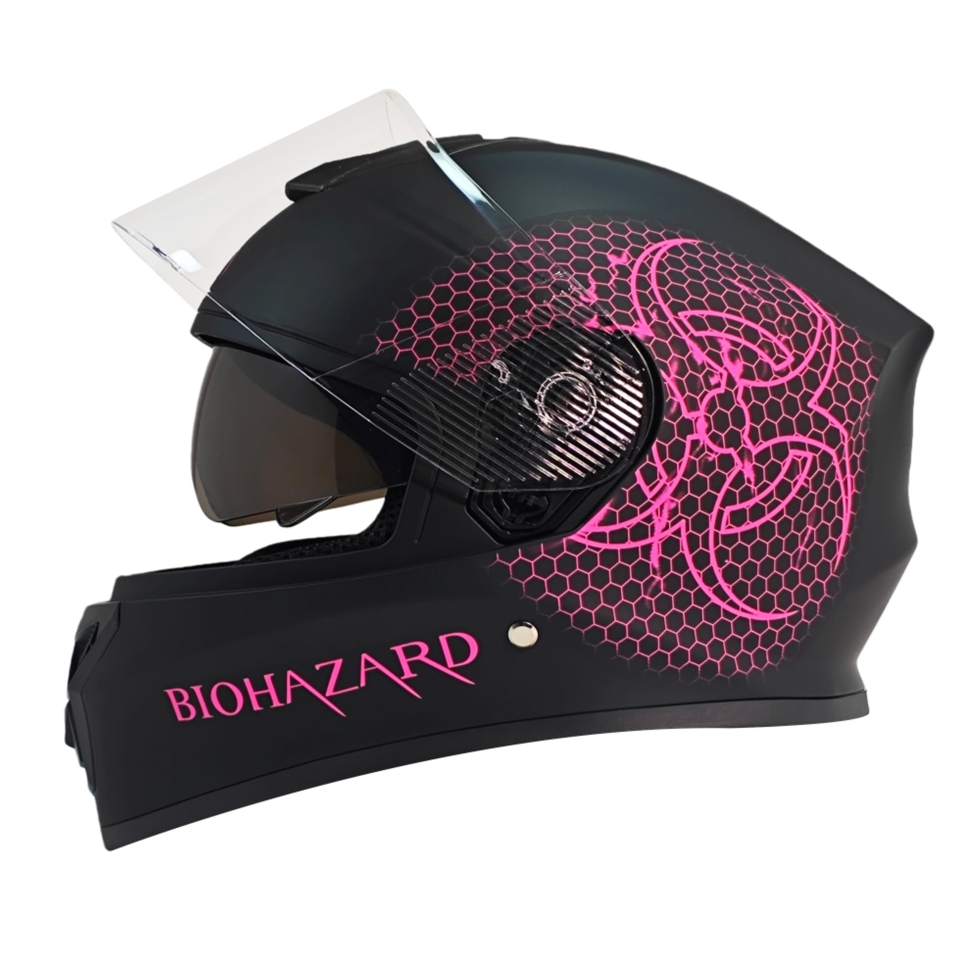 Kinder Integralhelm Bio-Hazard AHP – Motorradhelm für Kinder, ABS-Schale, robuster Kinderhelm für Downhill, Quad und Motocross, pink