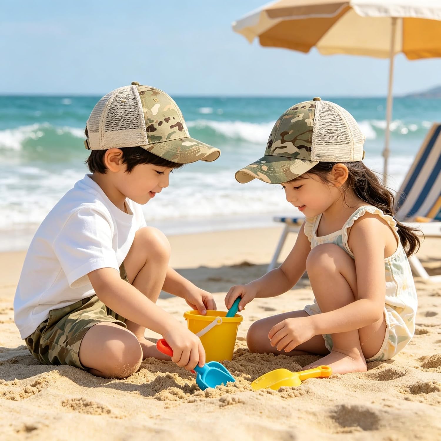 Kids Camouflage Baseball Hat UV Protection Baseball Sun Cap for Boys Girls Adjustable Trucker Hat Outdoor Sports