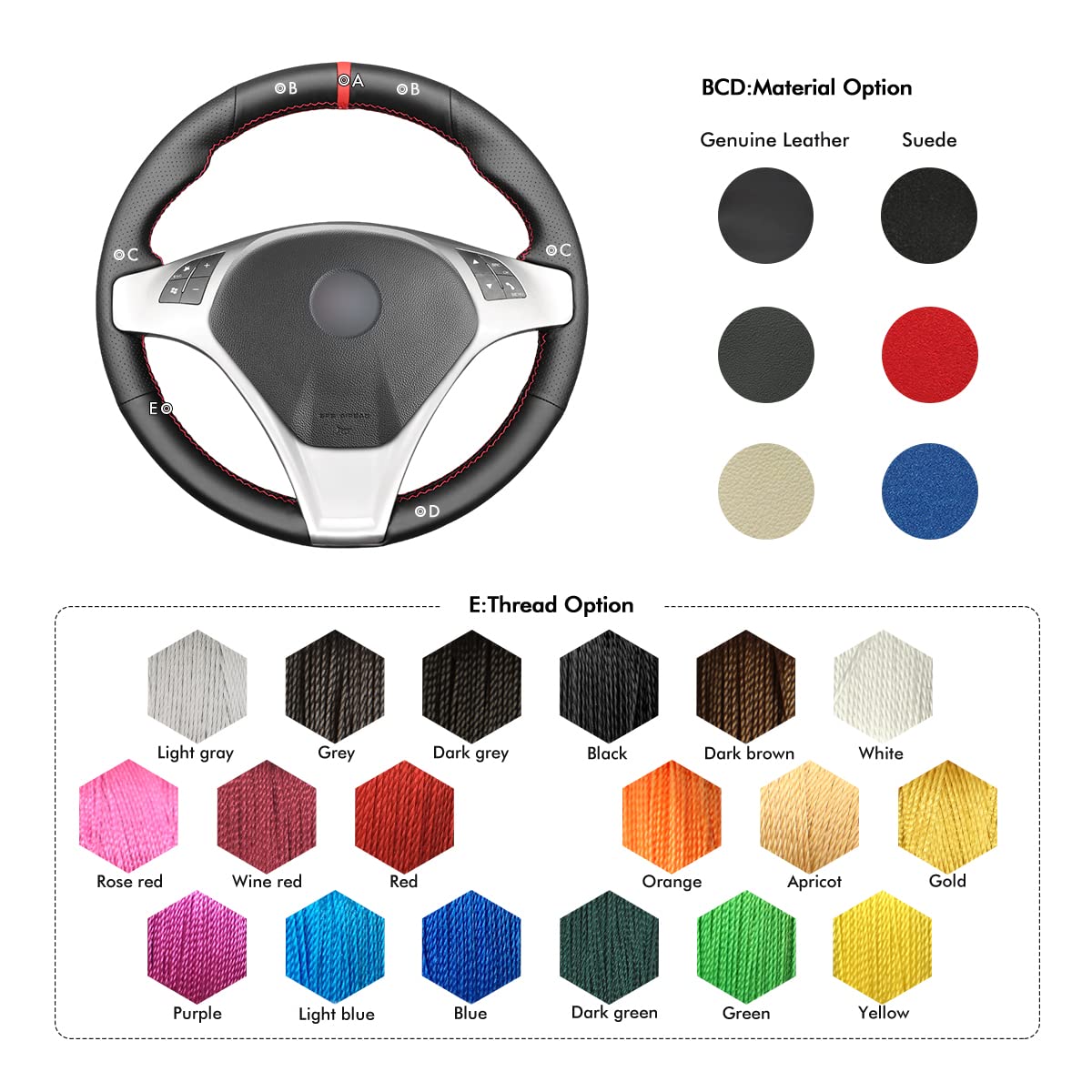 MEWANT Funda de Volante para Alfa Romeo Giulietta 2010-2014 / Mito 2008-2015 Cubierta de Volante | Alfa Romeo Giulietta 2010-2014 / Mito 2008-2015 Transpirable Para Volantes Calefactados Duradero