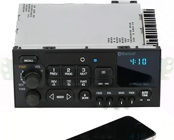 1 Factory Radio AM FM Radio with Aux Input, Bluetooth and Cassette Controls Compatible with 1995-05 GMC Chevrolet Car S10