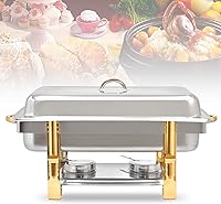 Vista 5 de Recipiente de calentamiento de acero inoxidable de 9 L, calentador de alimentos, calentador de alimentos, estufa de buffet rectangular