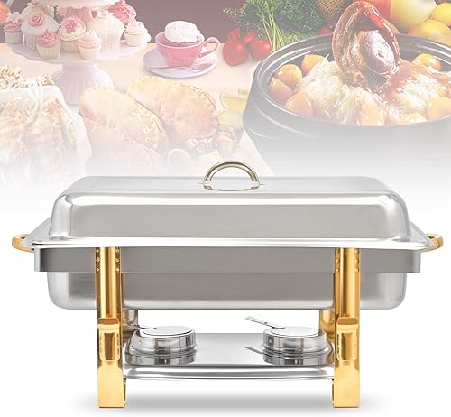 Miniatura 5 de Recipiente de calentamiento de acero inoxidable de 9 L, calentador de alimentos, calentador de alimentos, estufa de buffet rectangular, juegos de