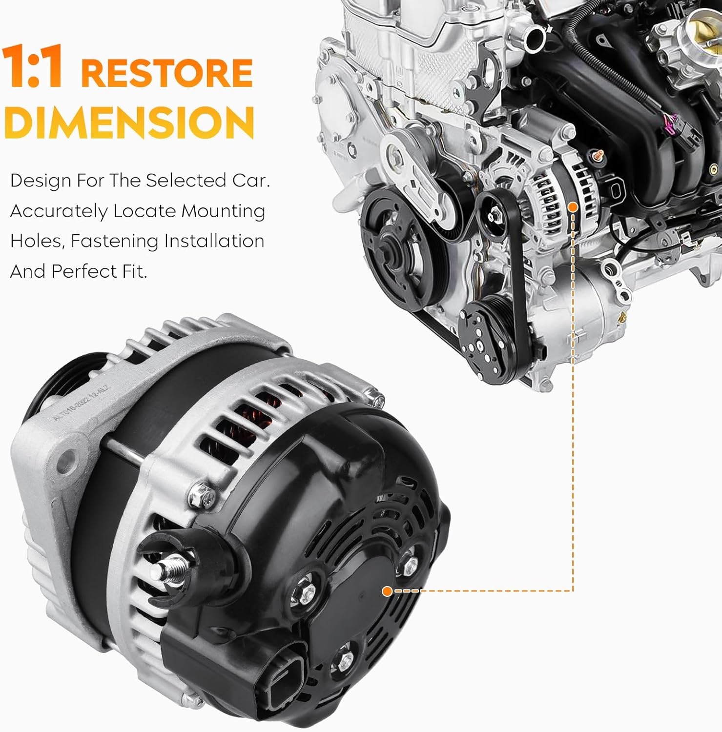 New Alternator for Honda Odyssey 3.5L 2005-2007, Polot 2005-2008, for Acura TL 3.2L 3.5L 2004-2008, MDX 3.5L 3.7L 2003-2009, Ridgeline 2006-2008 3.5L, RL 2005-2008 3.5L, 130Amp, 11151，400-52163