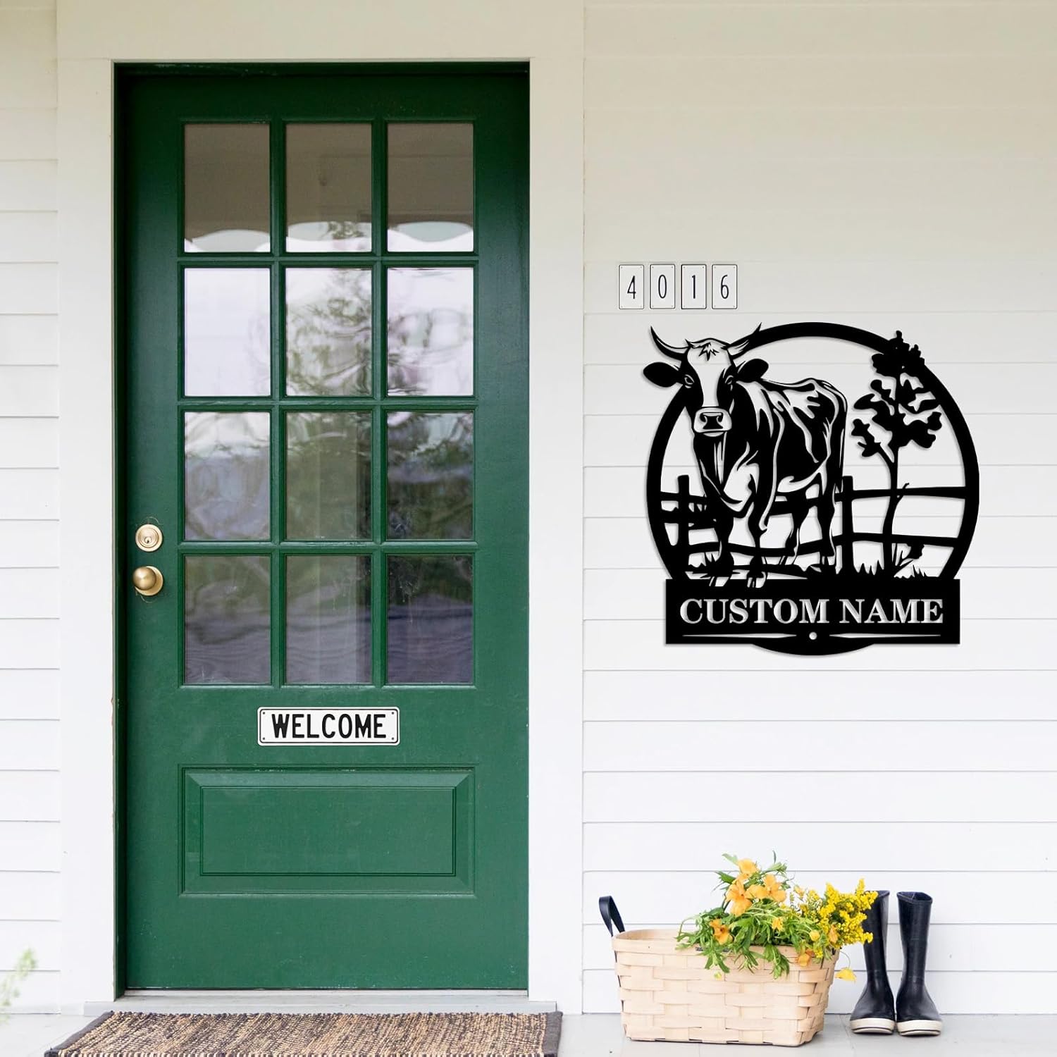 Personalized Farm Sign I Custom Metal Sign I Cow Farmhouse Sign I Outdoor Ranch Sign I Cattle Metal Wall Art I Last Name Sign | Family Sign Garden Decor | Patio Hanging Sign | Farmer Gifts Barn Decor