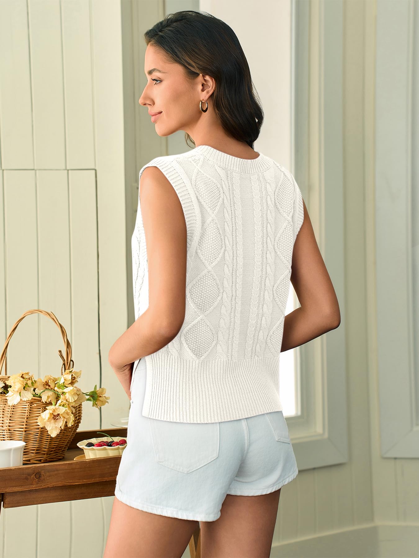 Tongmingyun Pull sans manches pour femme - Col en V - Tricot basique - Couleur unie - Pour le travail et les loisirs