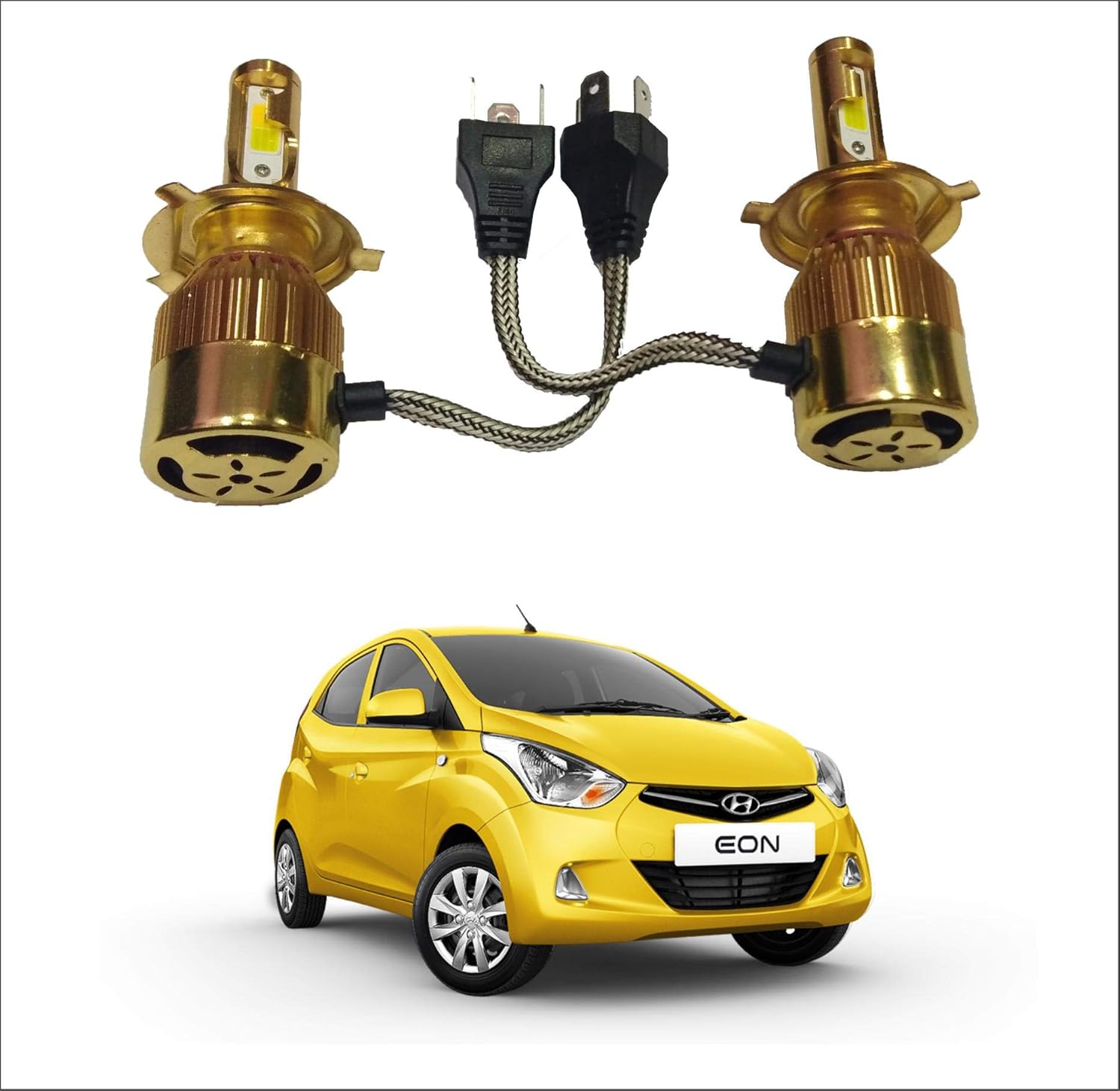Trigcars Hyundai Eon Gold Model H4 Car Light 36W 7600LM Double Colour