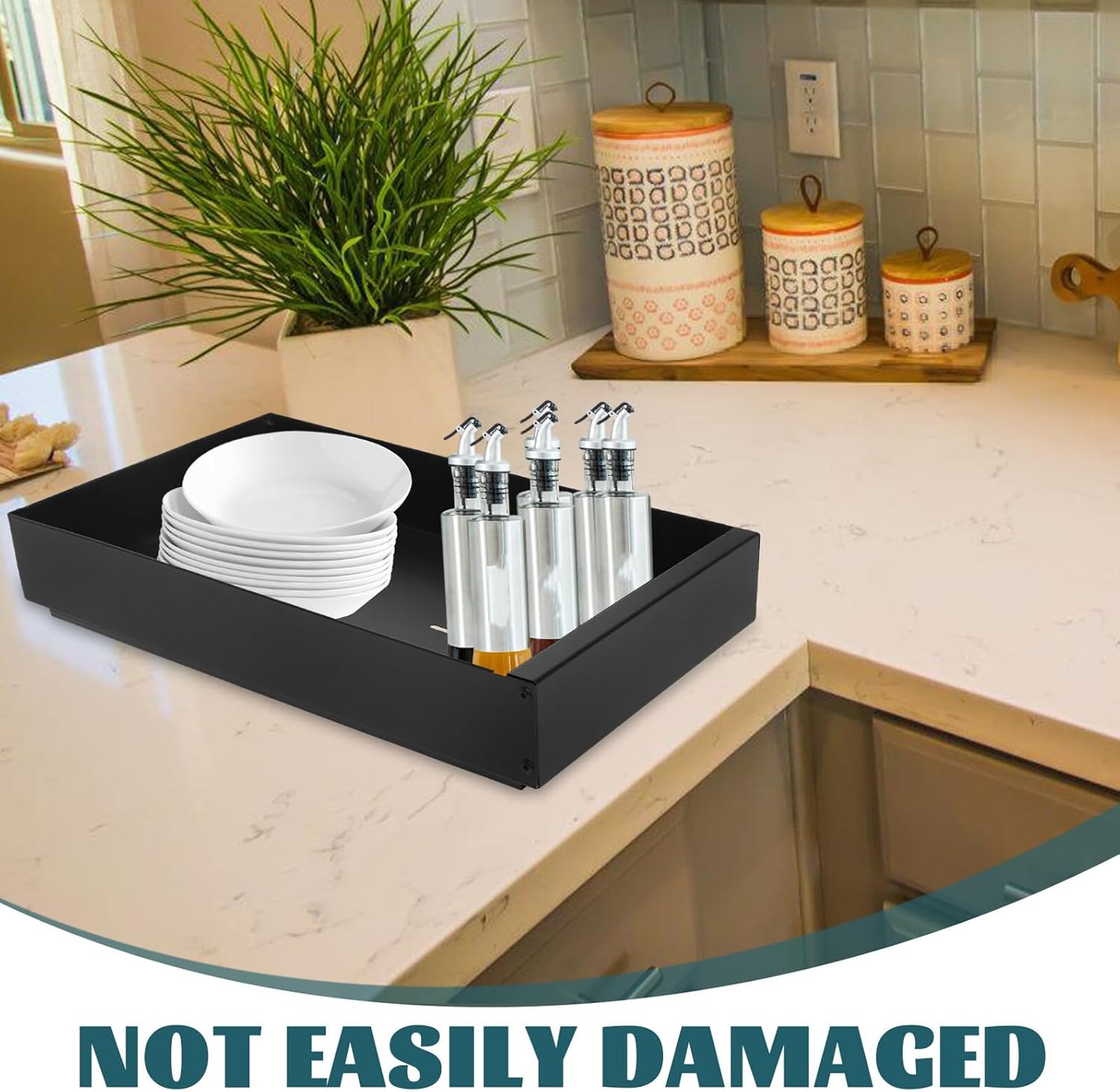 Pull out Pantry Shelves and Cabinet Slide out Drawers 25cm Black Kitchen Storage Rack with Drainage for Cabinet Organization