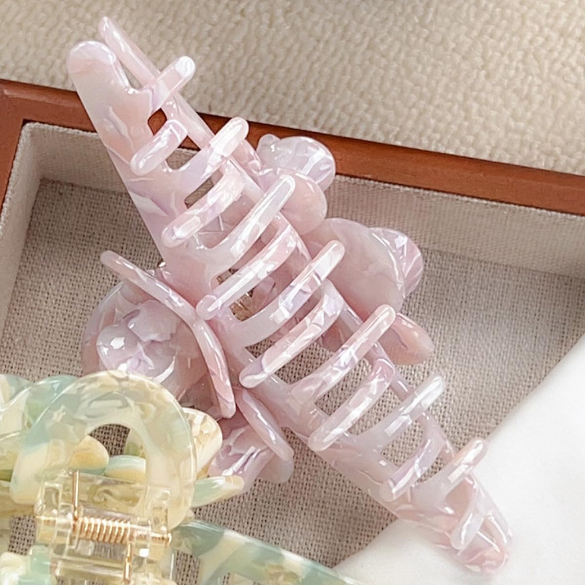 SINIDE Acetate Tortoise Shell Hair Claw Clips, Large Cellulose Celluloid Flower Claw Clip for Women Banana Barrettes Clips Non-slip Jaw Clamps Fashion Accessories for Long Thick Thin Hair (2 Pack) - Image 3