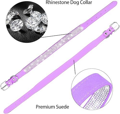 Miniatura 2 de PETPUBGNZS Collar de perro con diamantes de imitación, collar de gato brillante, de piel de ante suave, collar de diamantes de imitación para perro,