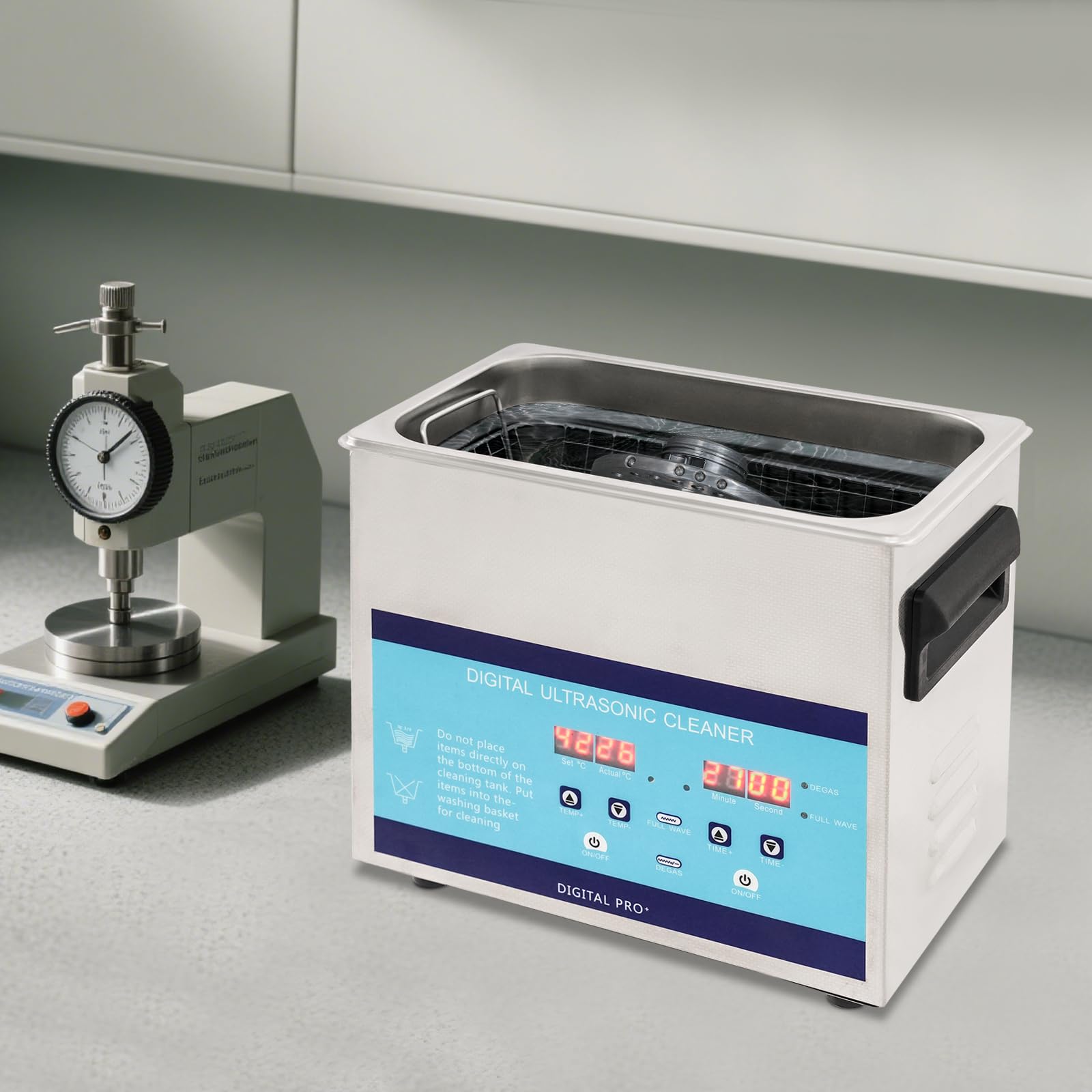 Dispositivo de limpieza por ultrasonidos, limpiador ultrasónico, limpiador de joyas, limpiador industrial para laboratorio, joyas, piezas de reloj, gafas, con depósito de 3 L