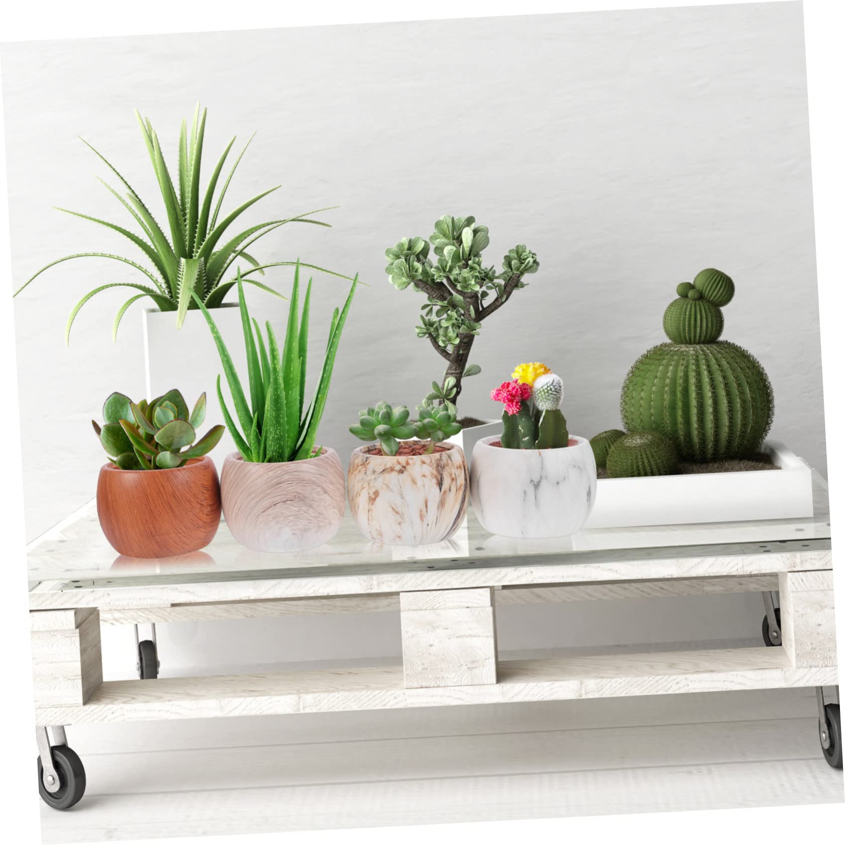 IMIKEYA Ensemble De Mini Pots De Fleurs pour Bonsaïs - Jardinière en Céramique avec Effets De Grain Naturel