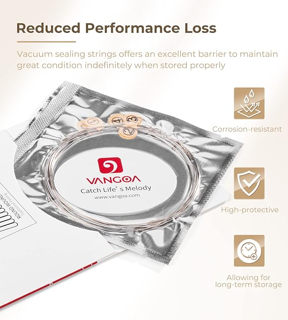 Vangoa Banjo Strings, Vacuum-sealed Packaging Duable Banjo Strings 5 String Set, 70/30 Bronze Stainless Steel, Medium 9-26