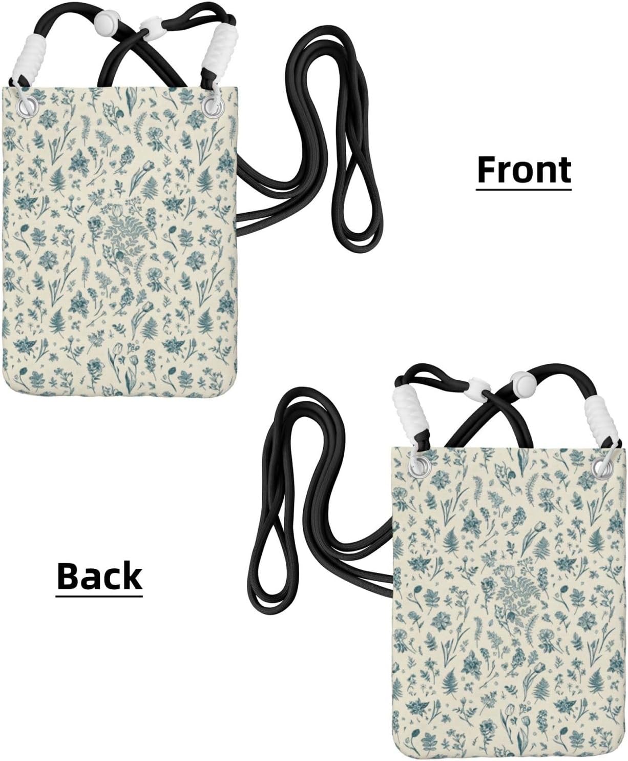 Small Crossbody Purses for Women,Lightweight Travel Bag,Cell Phone Crossbody Bag for Women,Polyester Material,Adjustable and Detachable Shoulder Strap Teal Botanical Sketch Pattern