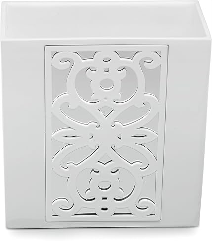 Miniatura 4 de Creative Scents Mirror Janette - Cubo de basura blanco para baño, 2.11 galones / 8 litros, papelera decorativa, cesta de basura con espejo para