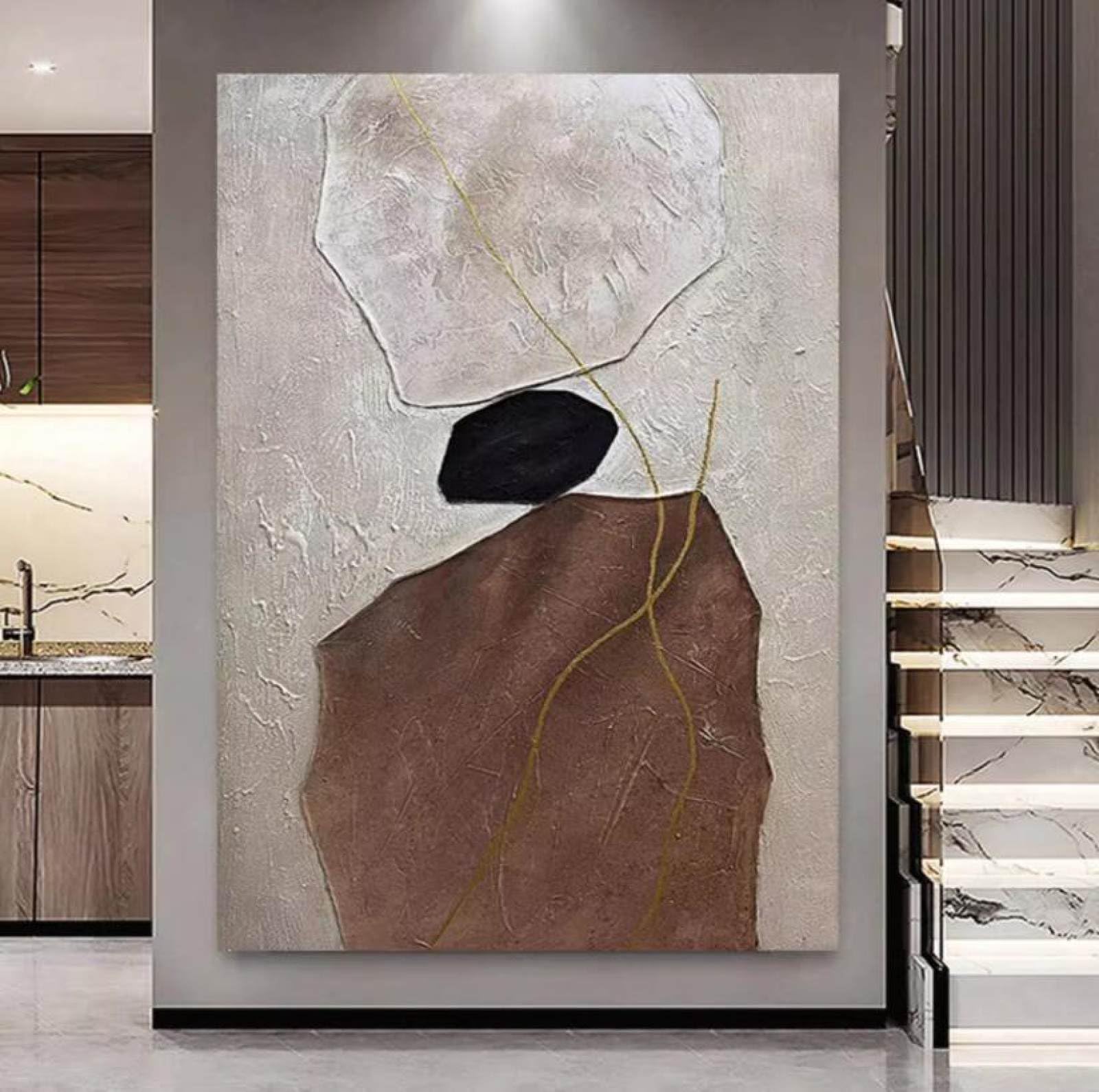 Peinture à l'huile peinte à la main abstraite tridimensionnelle sur toile de décoration murale
