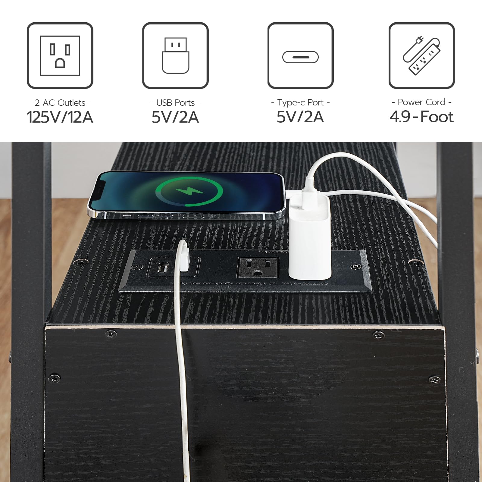 Amazon.com: HOOBRO Set of 2 End Tables with Charging Station