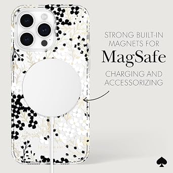 kate spade new york iPhone 14 Pro Max Case, Compatible with MagSafe - Multi Floral Black and White