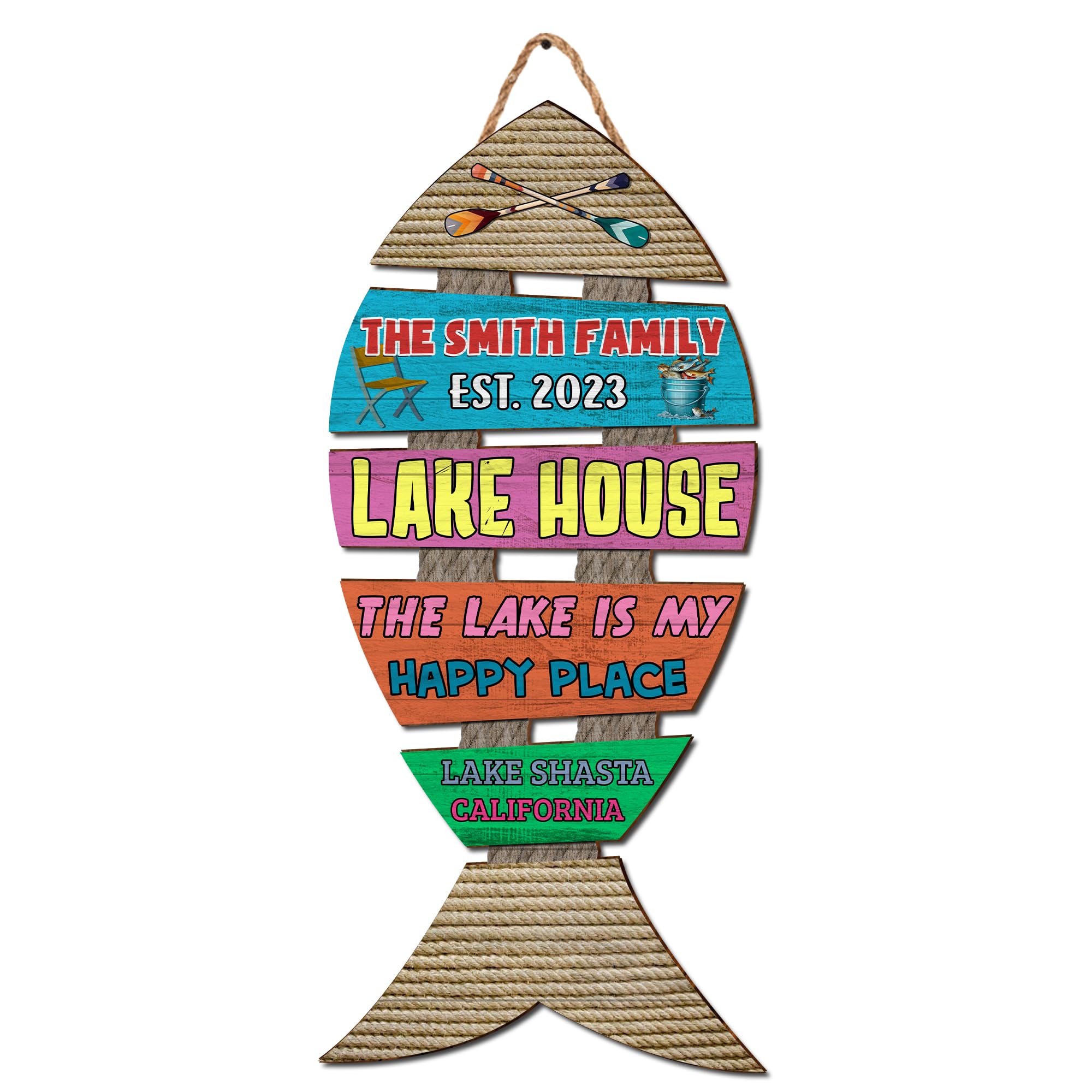 V VIBEPY All Over Printed, Personalized Lake House Wooden Sign, Lake Sign, Lakeside Sign, Lake House Decor, 8",12",18" Wooden Sign, Lakeside Decor (
