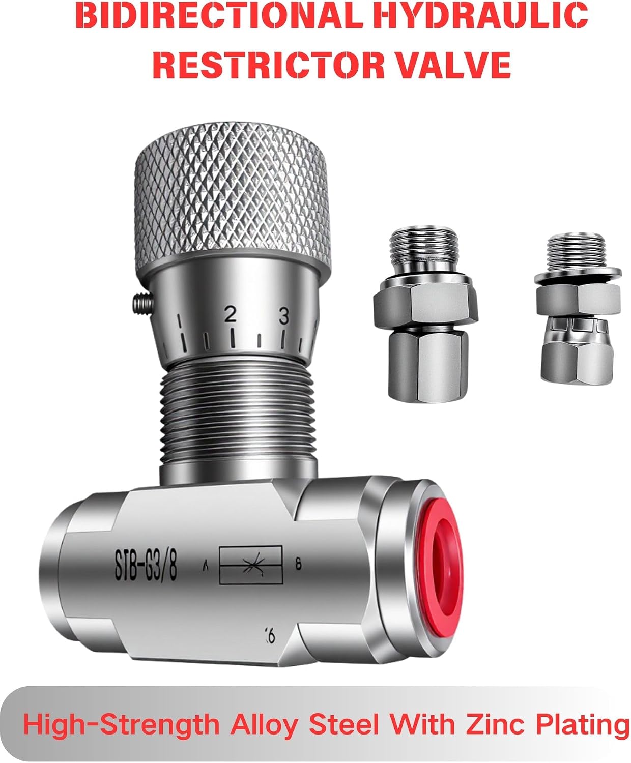 STB-G3/8 3/8" L08 Hydraulic Flow Control Valve with M14 Connection, 40MPa Bidirectional Restrictor for 1-2 Ton Mini Excavators, 5-Piece Set