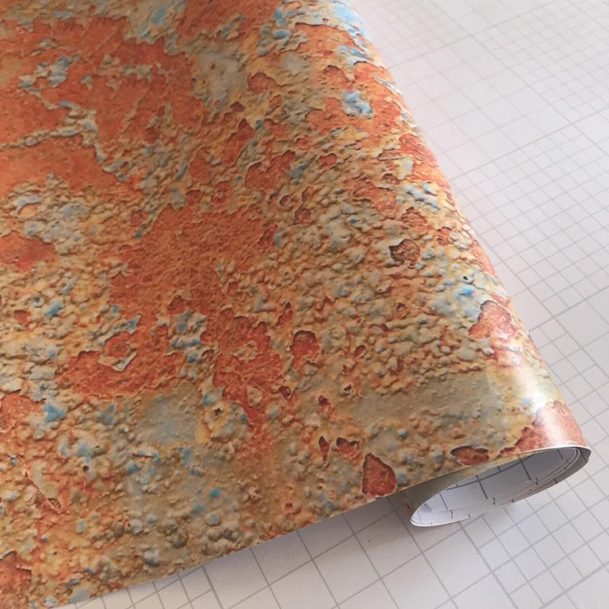 Queenbox 19.6x59.8in Iron Rusty Car Body Vinyl Wrap, Retro Camo Patterned Self Adhesive Sticker Sheet Film Decal for DIY Morotcycle Bike, P7