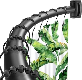 Black Curved Shower Curtain Rod,35-76 Inches Adjustable Length Curved Shower Rods Round Shower Curtain Rod Rust Proof Stainless Steel Curved Shower Rods For Bathroom