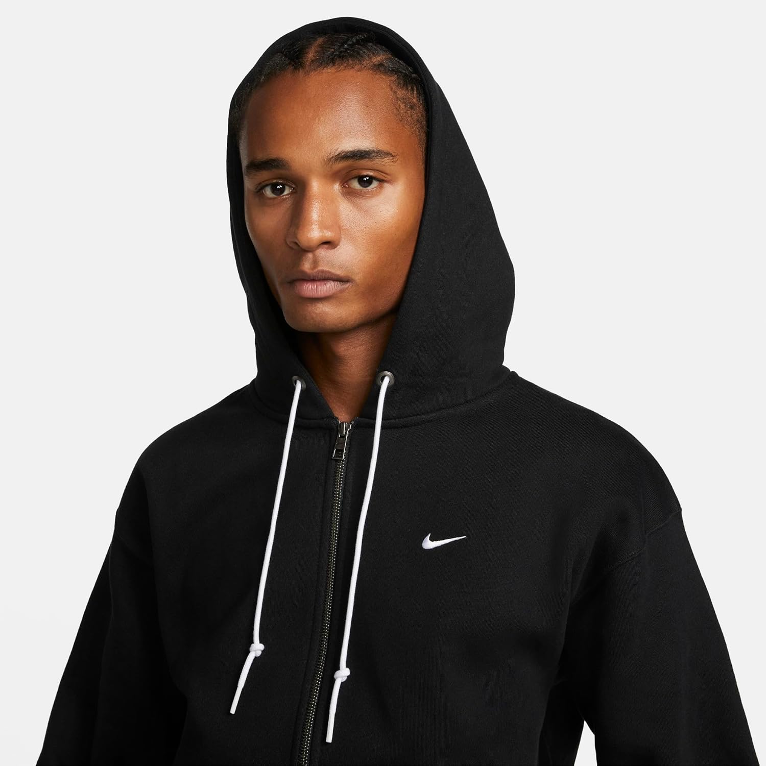 Black Solo Swoosh Full-Zip Hoodie by Nike - Image 5