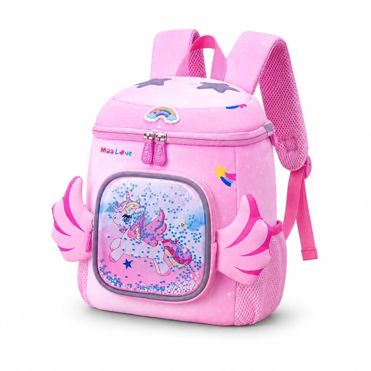 maalove School bag For Kids | 3D Cute Design | Dual Zipper Backpack | school Bags | Pink Cartoon School Bag for Kids | Lightweight, Waterproof, Sparkly Backpack for Preschool, Kindergarten (Pink)-picture-44