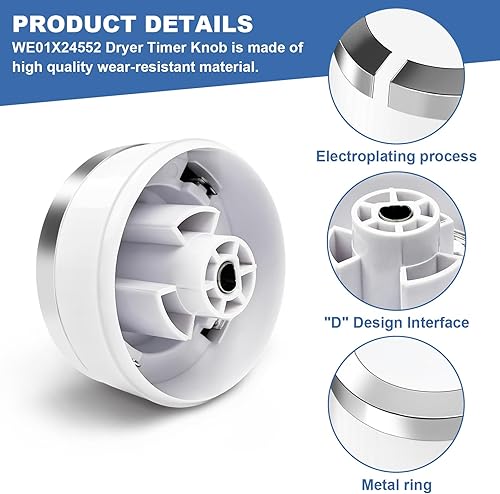 Miniatura 4 de WE01X24552 Reemplazo de la perilla de control del temporizador de la secadora, para perilla de temporizador de secadora GE, reemplazar GTD42EASJ2WW