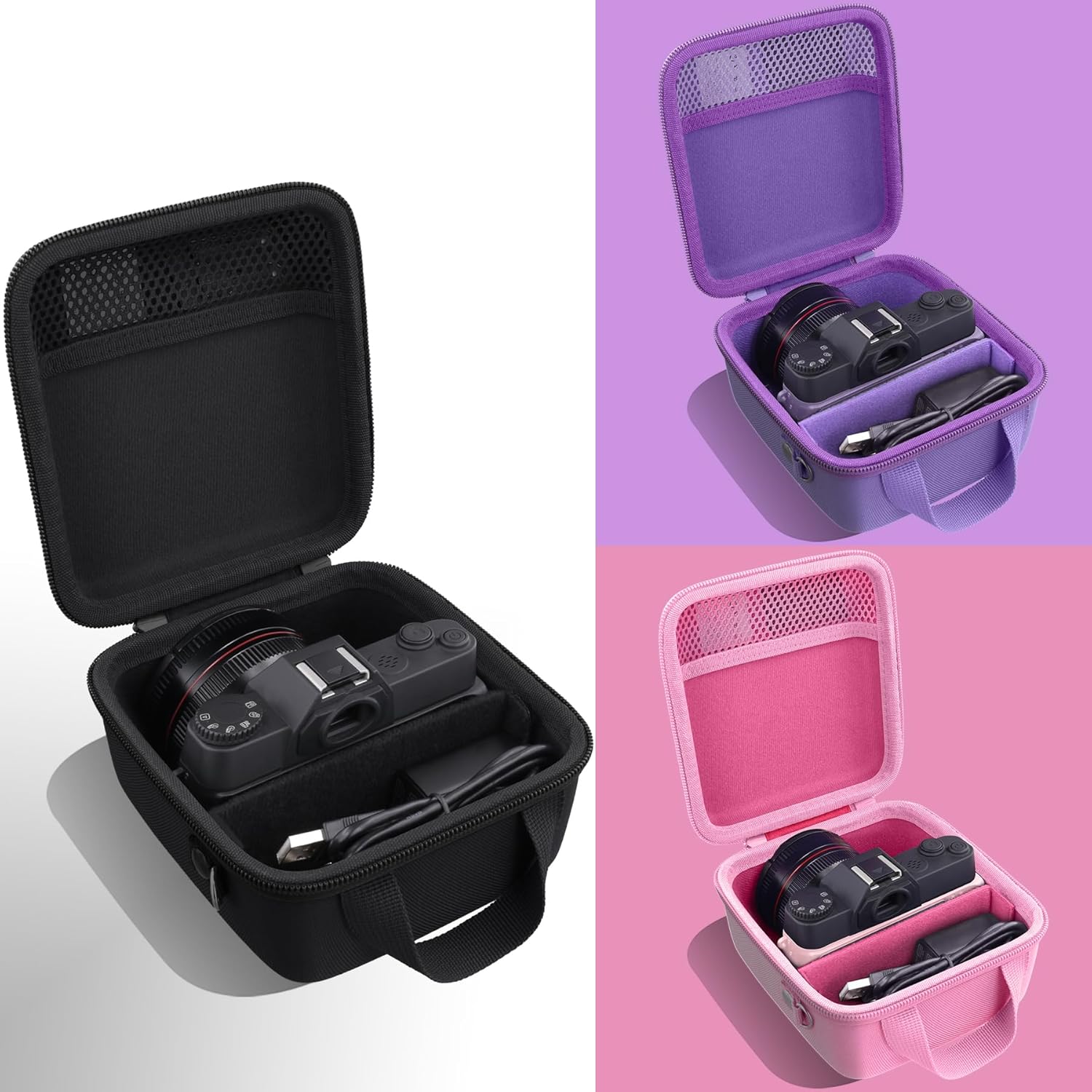 Camera Case for VJIANGER/VETEK/NIKICAM/Yatao 4K Vlogging Camera,Carrying Case Holder for 4K Vlogging Camera and Accessories(Black Case) - Image 9