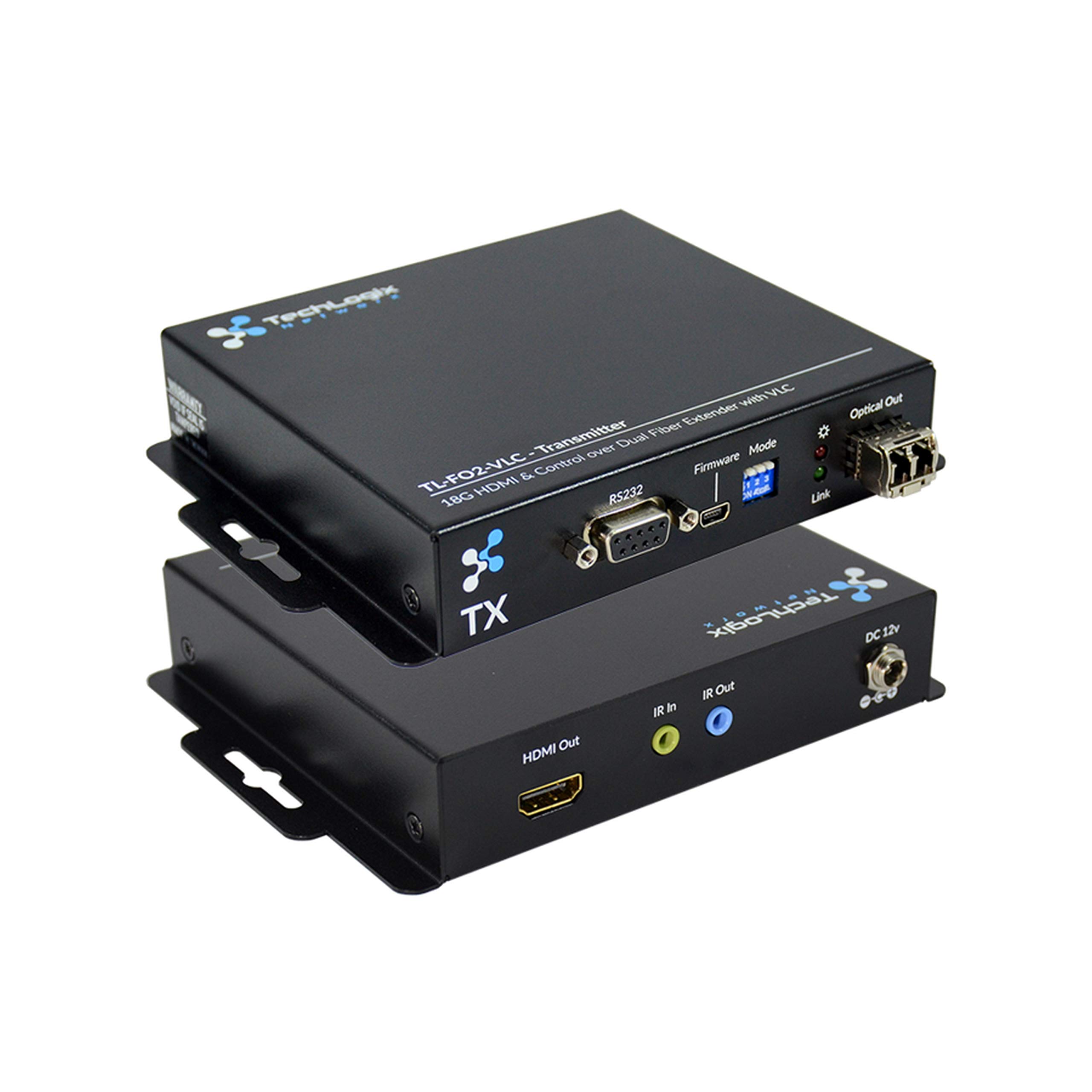 Techlogix Networx TL-FO2-VLC HDMI 2.0 and Control Over Two Fiber Optic Cable Extender Set, 1002-0111