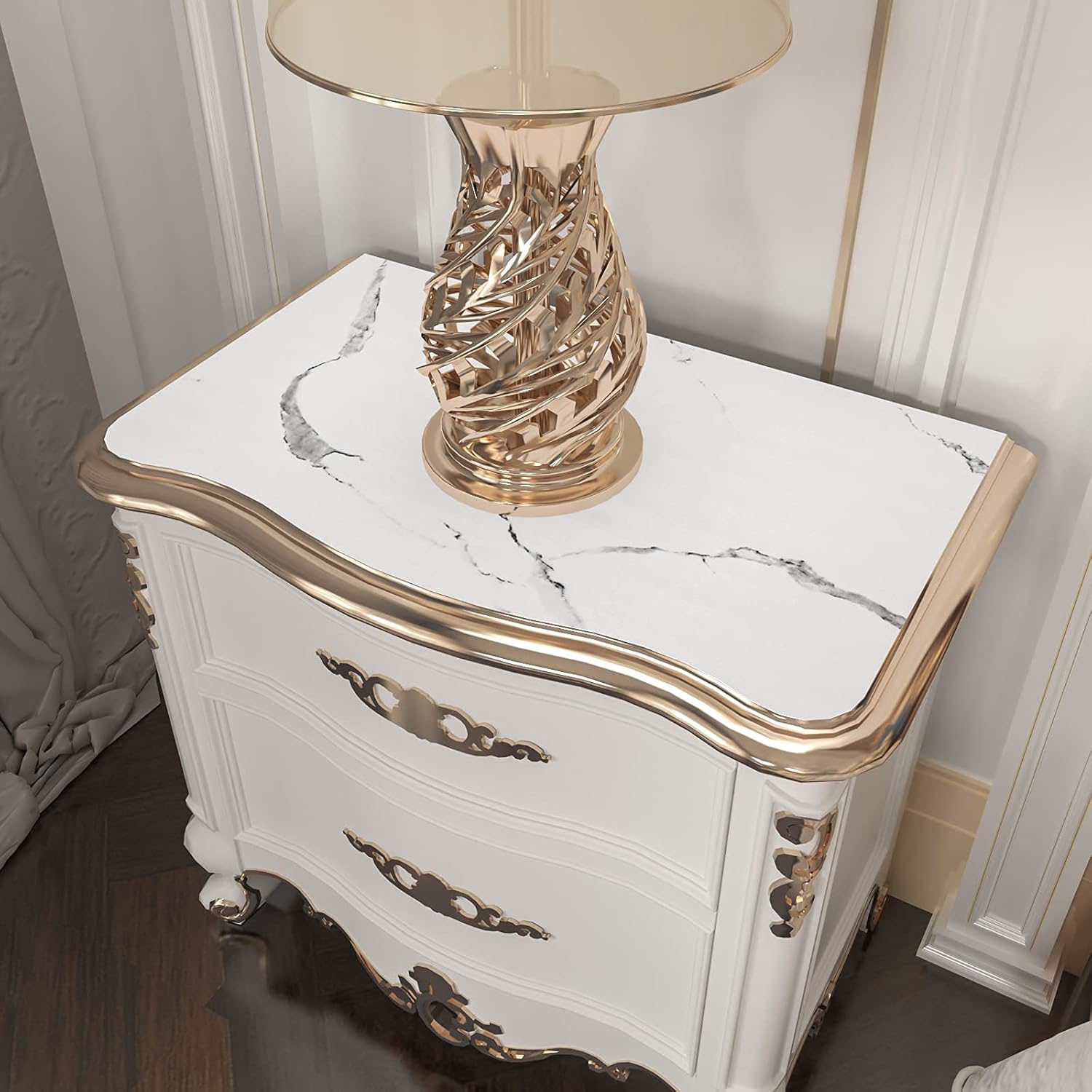 Stickyart 36"x160" Matte White Marble Countertop Contact Paper - Self Adhesive Vinyl Film for Furniture, Granite Look, Decorative Kitchen Backsplash, Waterproof, Removable