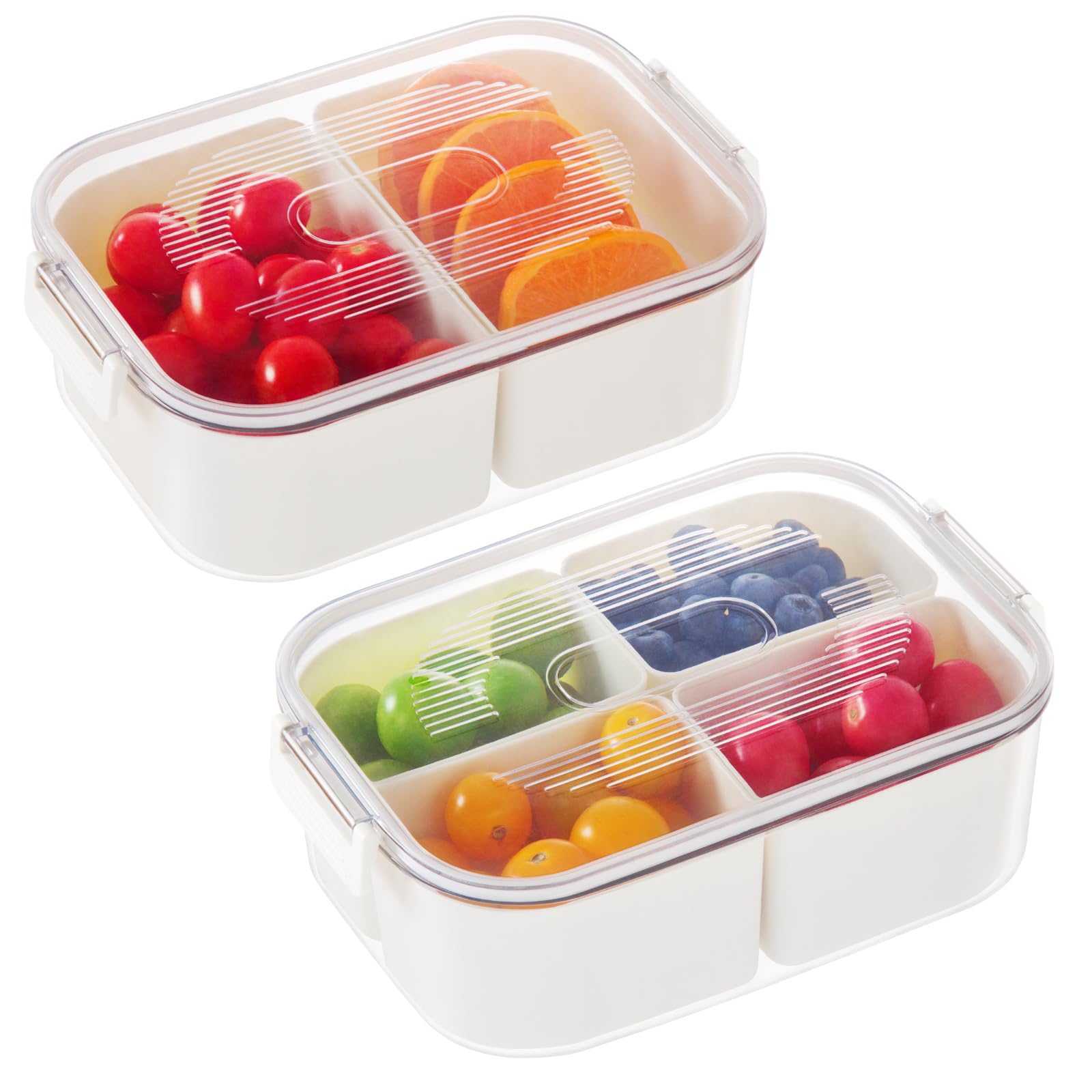 Luxear 2 Pack Snack Box with Compartment, Snackle Tray Box Container with 4+2 Compartments Removable, Divided Serving Tray with Lid, Dishwasher Safe Food Storage for Fruit, Candy, Nuts, Lunch, Travel — image 1